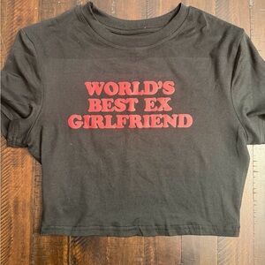 Women’s Black Crop Top with Red Print